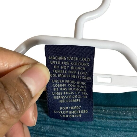 US Polo ASSN Men's Teal Striped Long Sleeve Crewneck Shirt - Picture 5 of 7